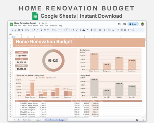 Google Sheets - Home Renovation Budget - Neutral