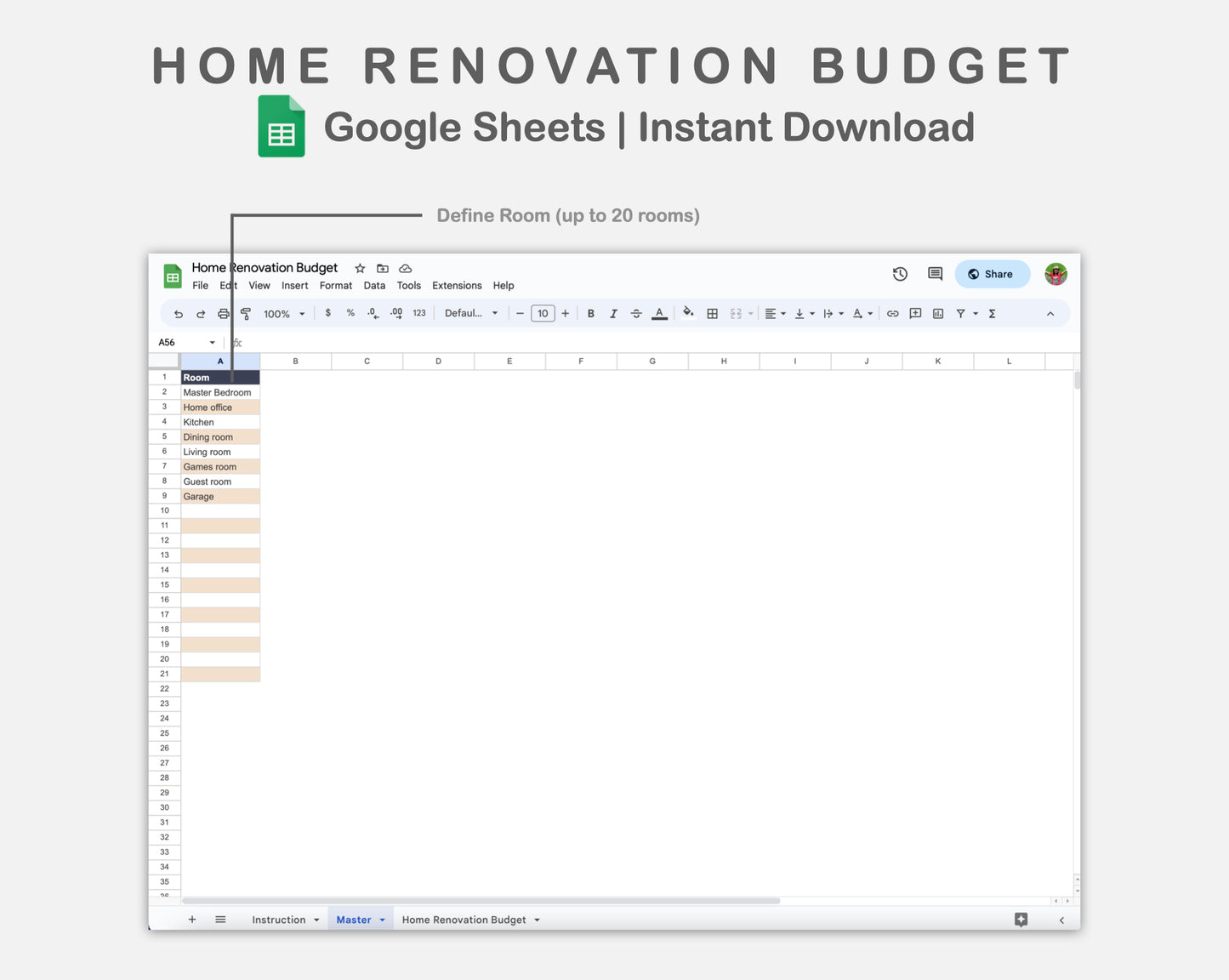 Google Sheets - Home Renovation Budget - Sweet