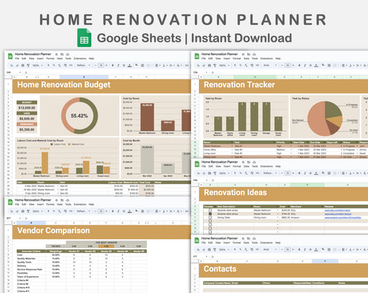 Google Sheets - Home Renovation Planner - Boho