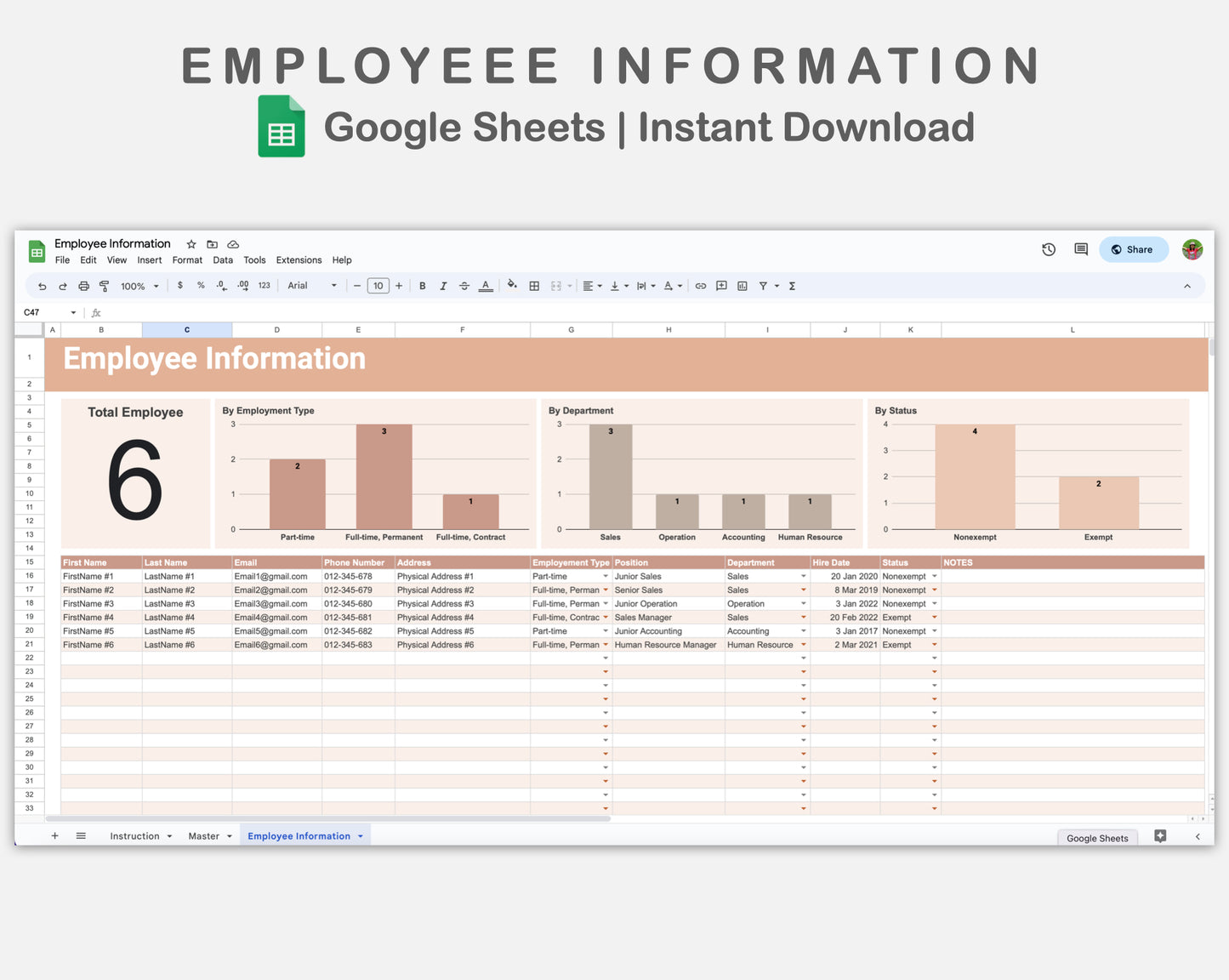 Google Sheets - Employee Information - Neutral