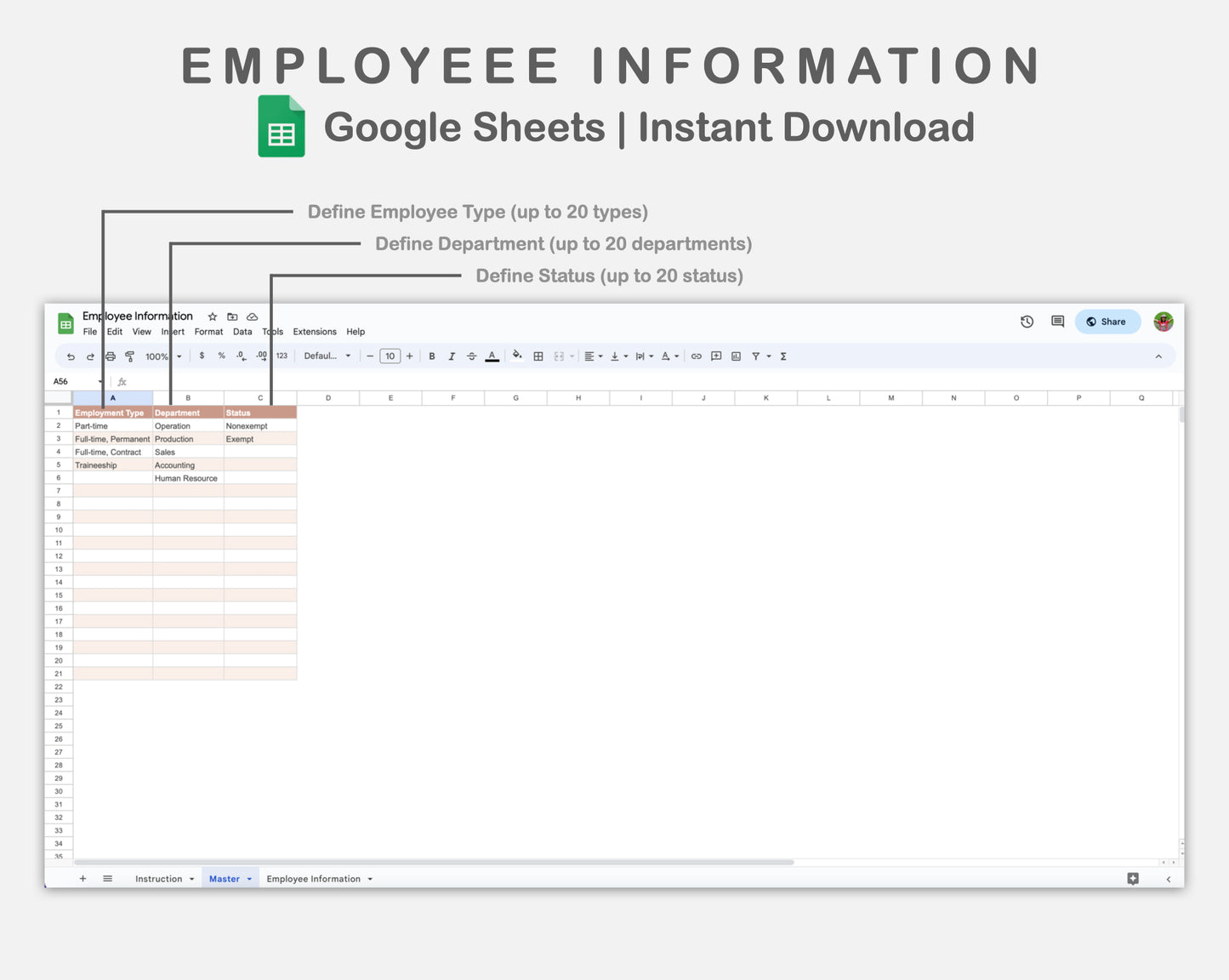 Google Sheets - Employee Information - Neutral