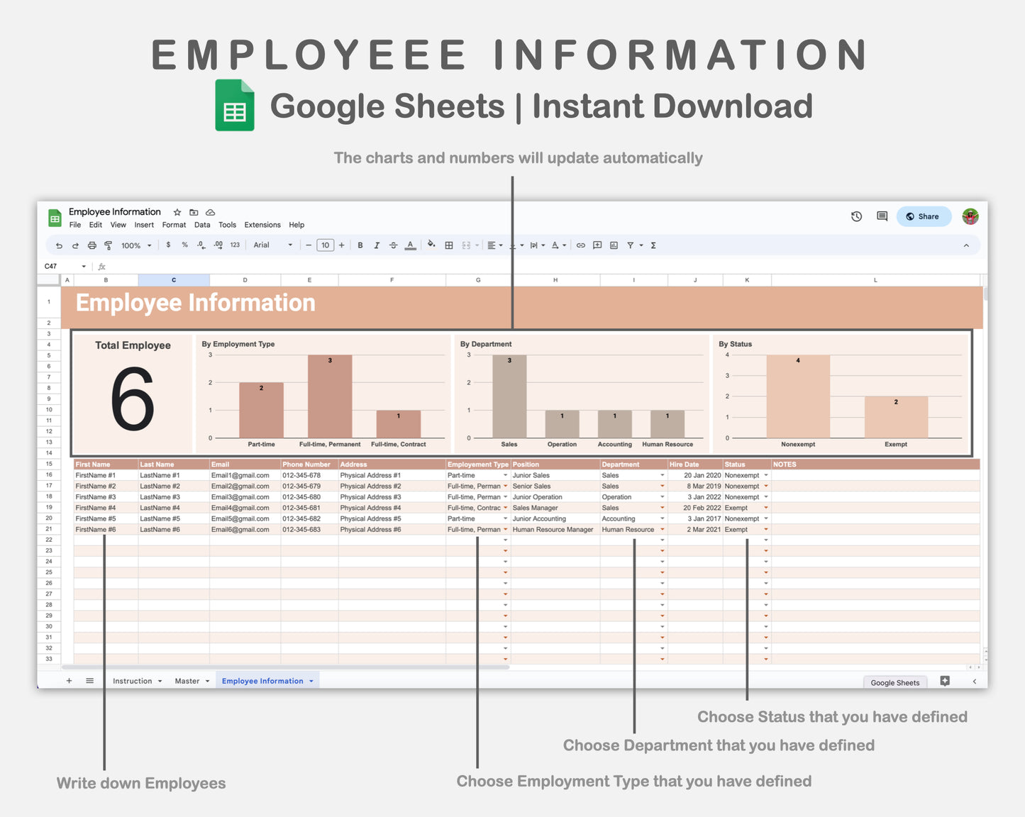 Google Sheets - Employee Information - Neutral