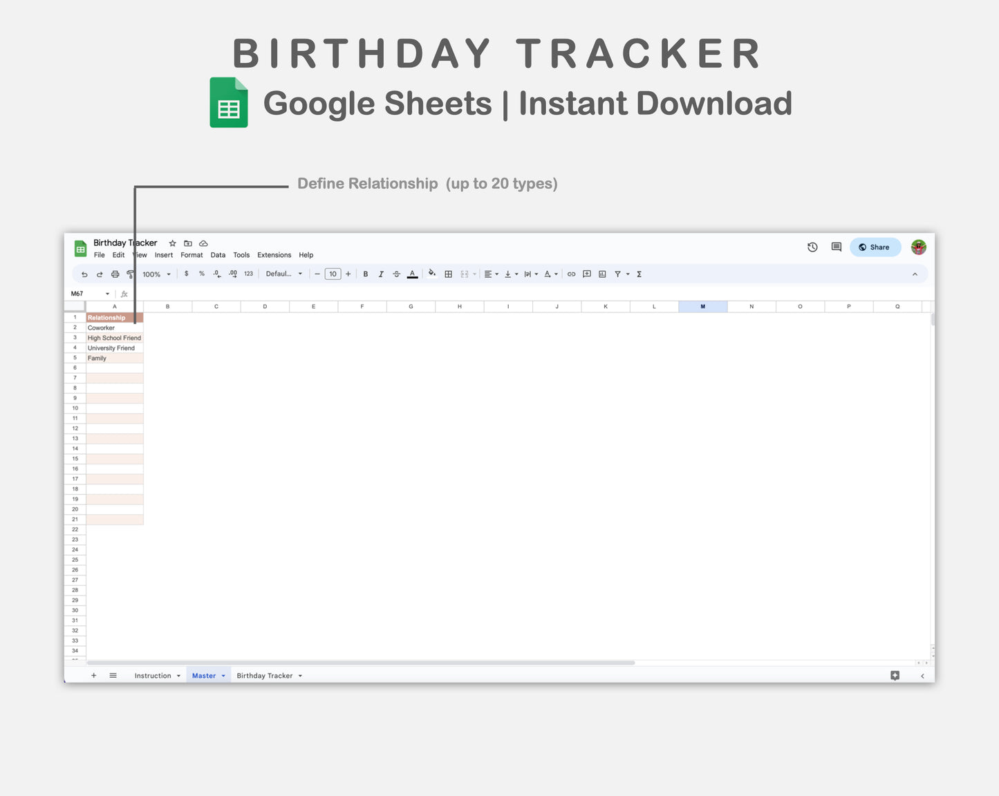 Google Sheets - Birthday Tracker - Neutral