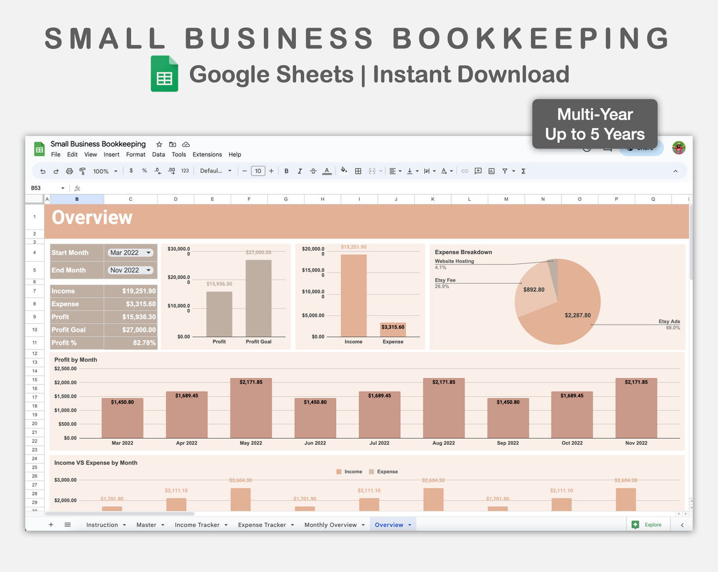 Google Sheets - Small Business Bookkeeping - Neutral