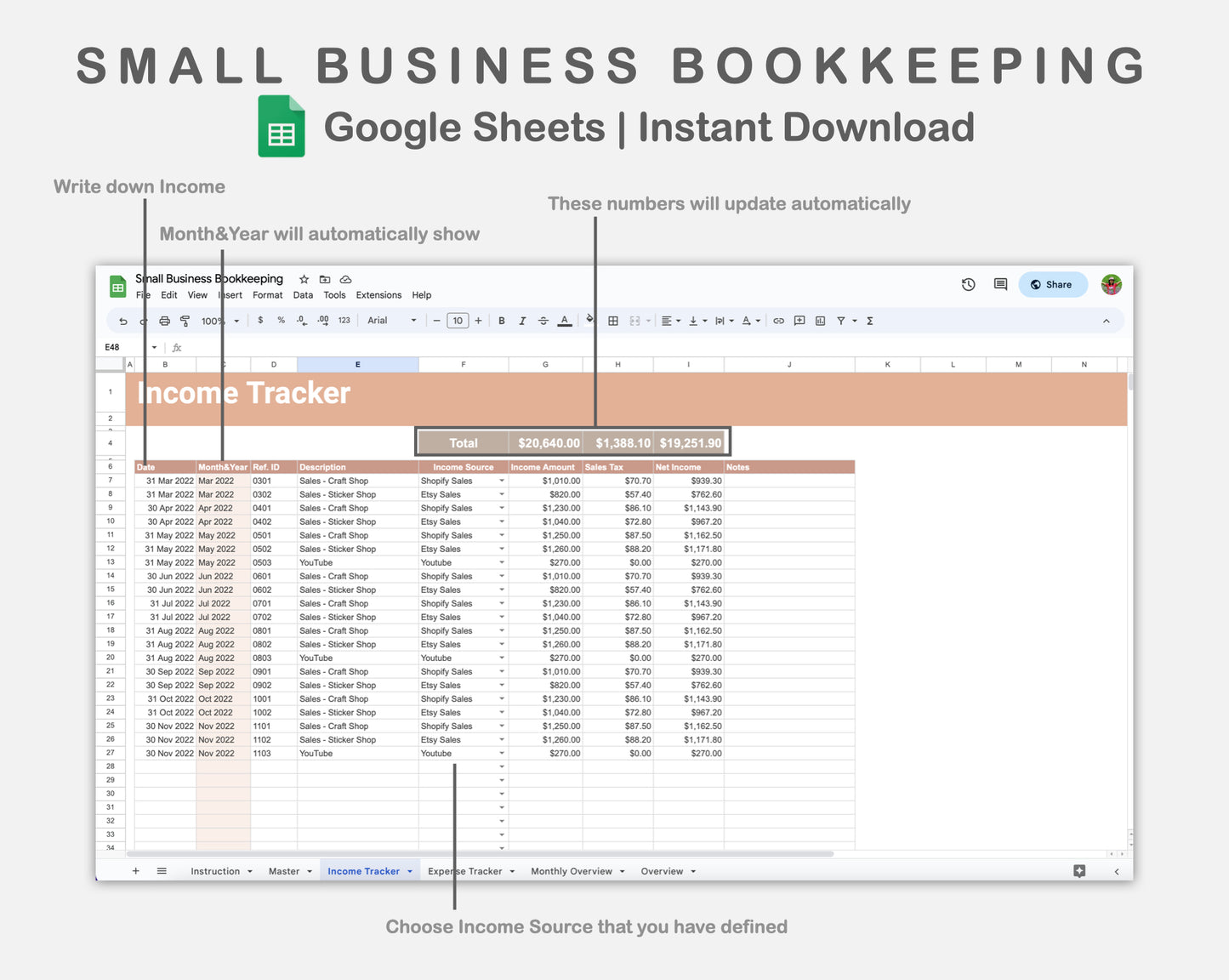 Google Sheets - Small Business Bookkeeping - Neutral