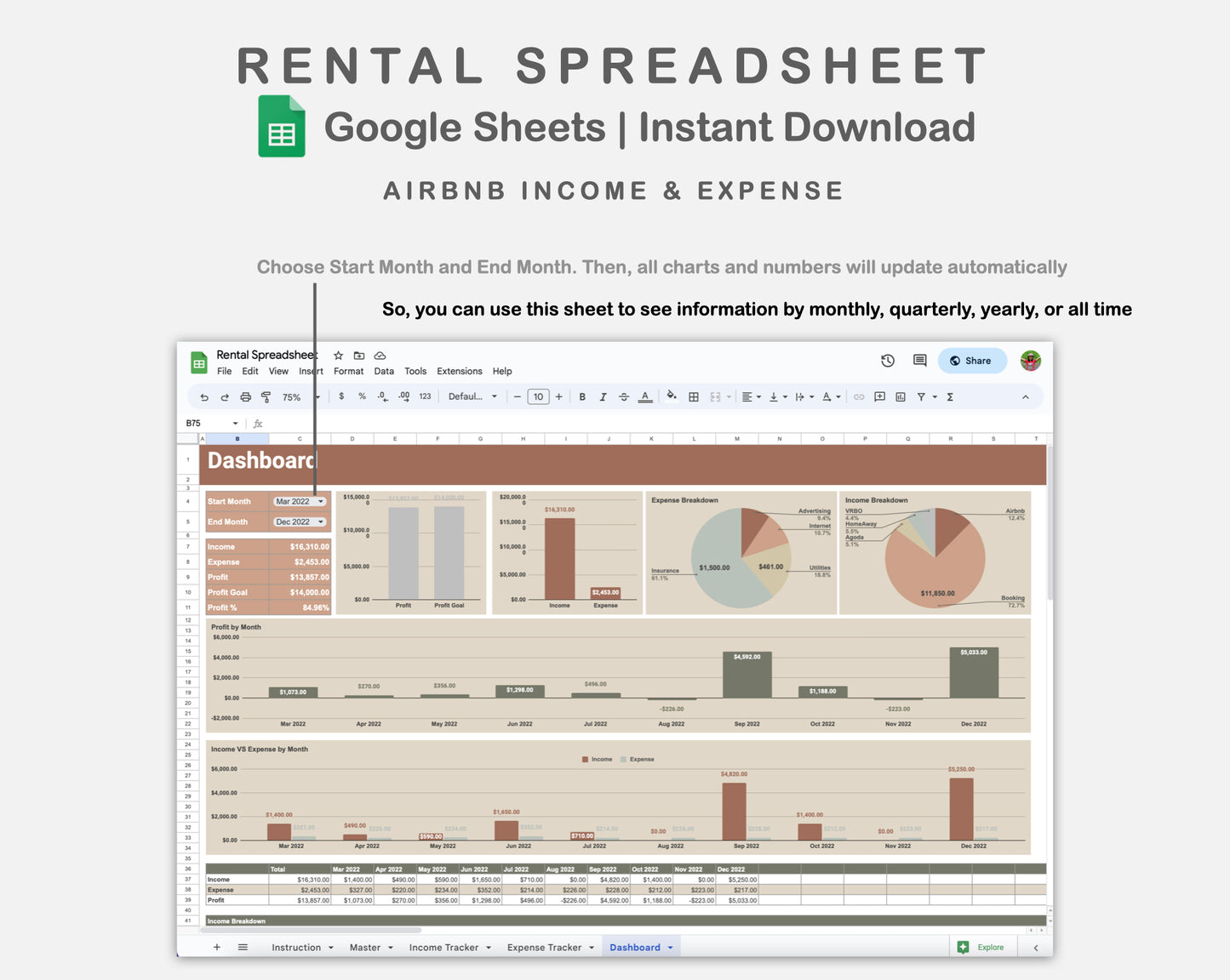 Google Sheets - Rental Spreadsheet - Earthy