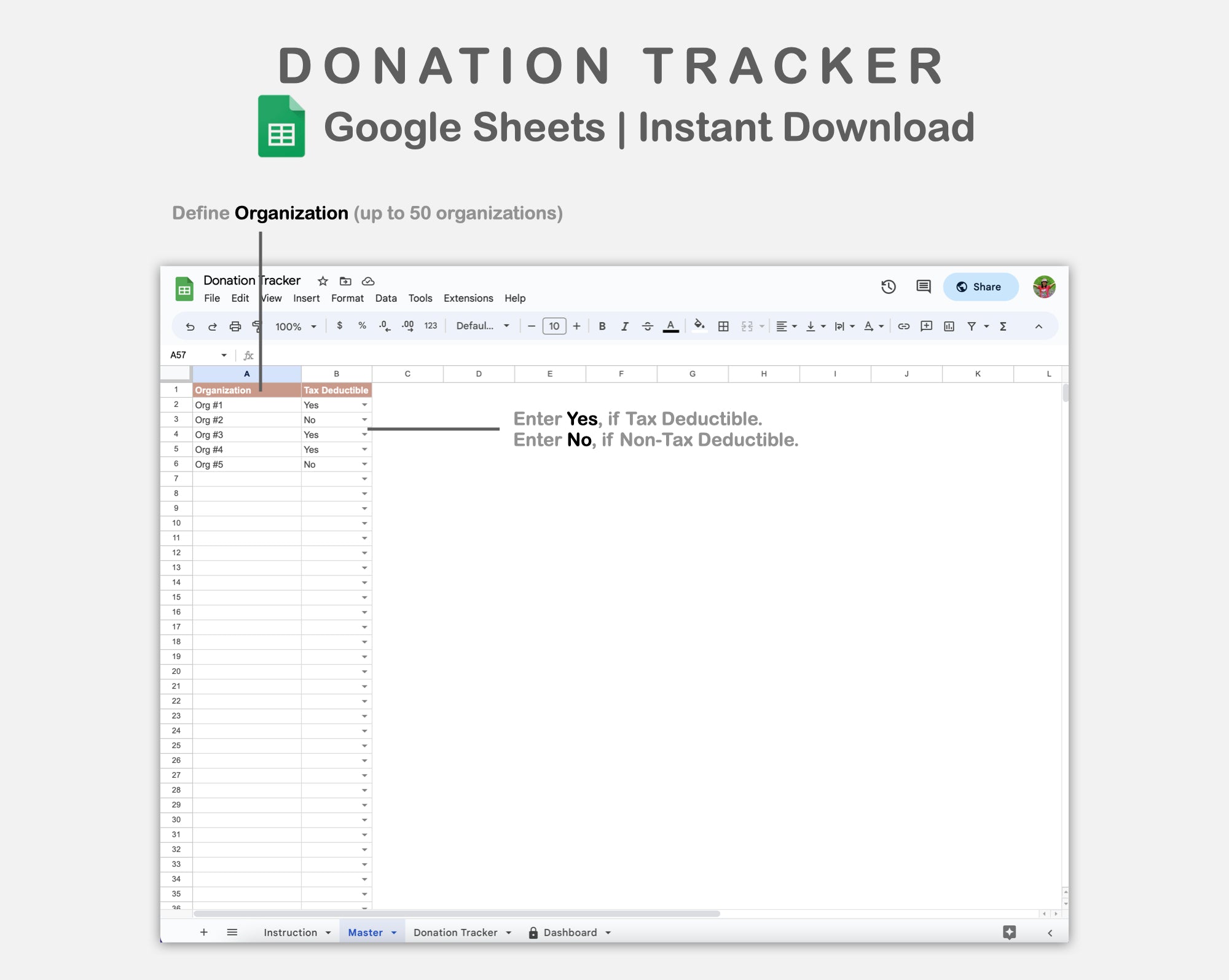 Google Sheets - Donation Tracker - Neutral – Kjunstudio