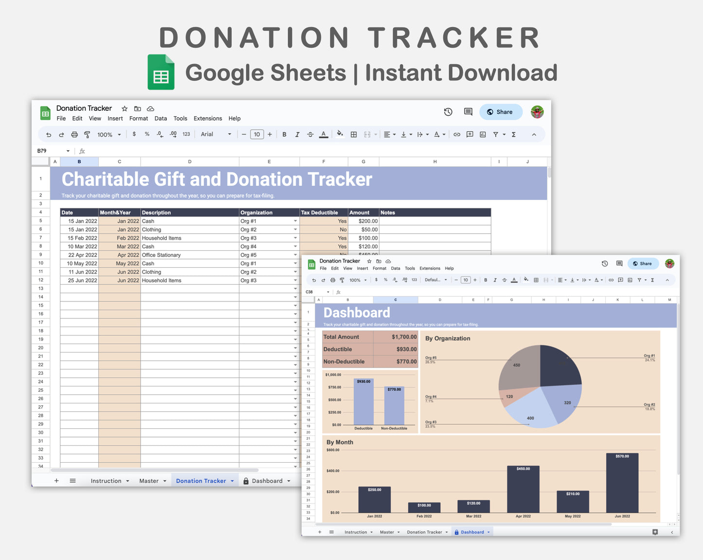 Google Sheets - Donation Tracker - Sweet