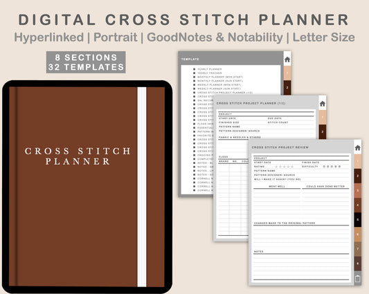 Digital Cross Stitch Planner - Brown
