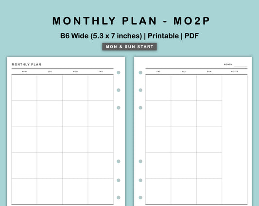 B6 Wide Inserts - Monthly Plan - MO2P