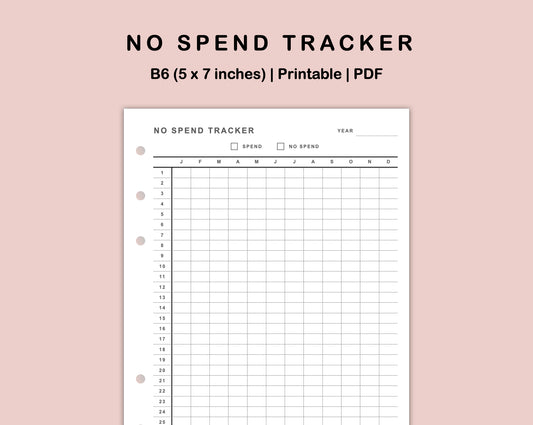 B6 Inserts - No Spend Tracker