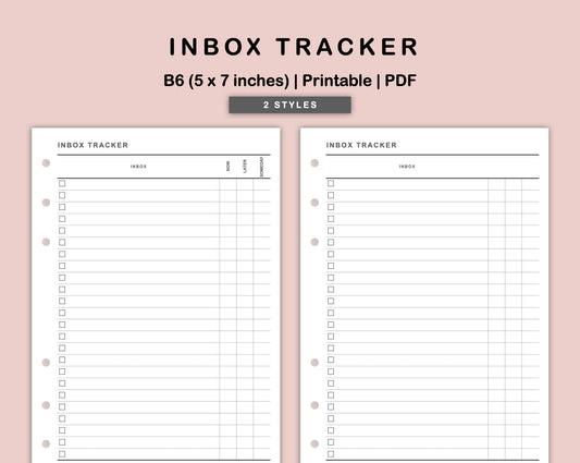 B6 Inserts - Inbox Tracker