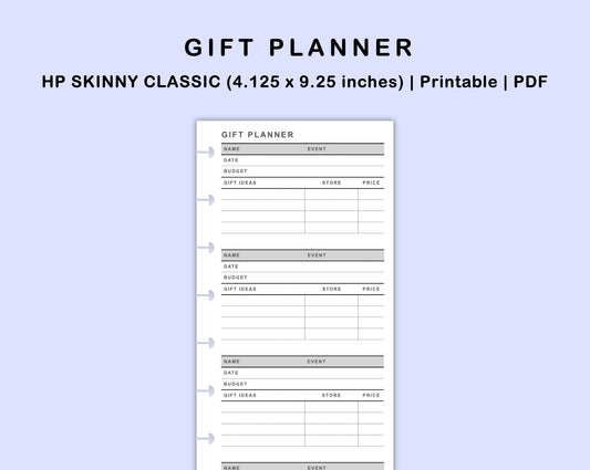 Skinny Classic HP Inserts - Gift Planner