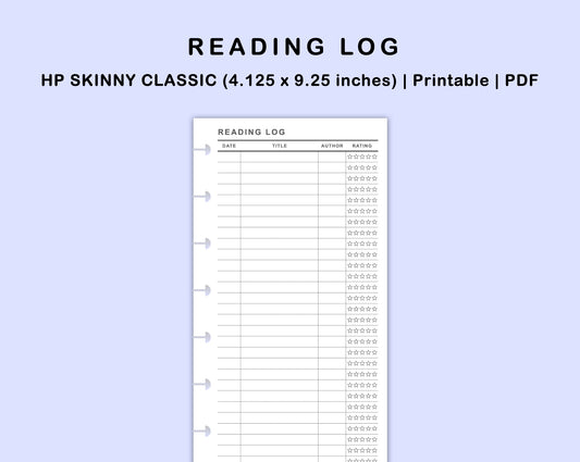 Skinny Classic HP Inserts - Reading Log