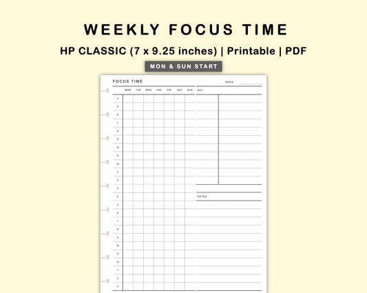 Classic HP Inserts - Weekly Focus Time