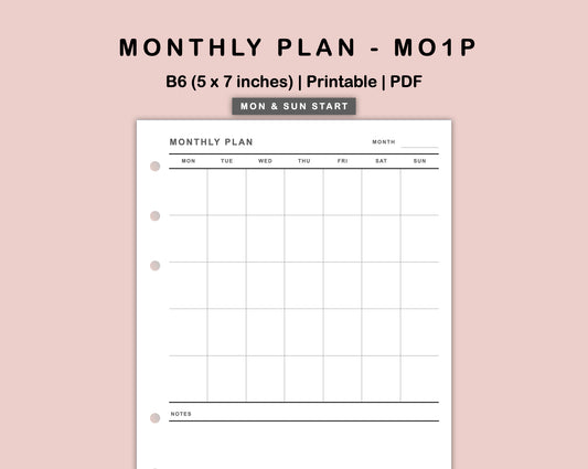 B6 Inserts - Monthly Plan - MO1P