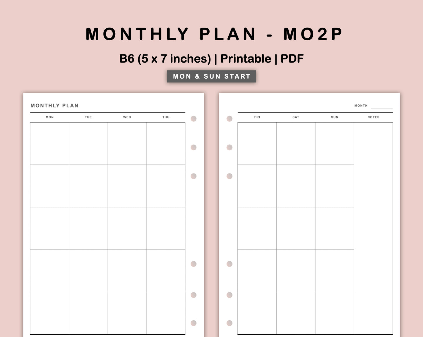 B6 Inserts - Monthly Plan - MO2P