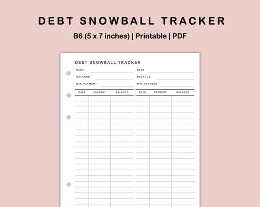 B6 Inserts - Debt Snowball Tracker