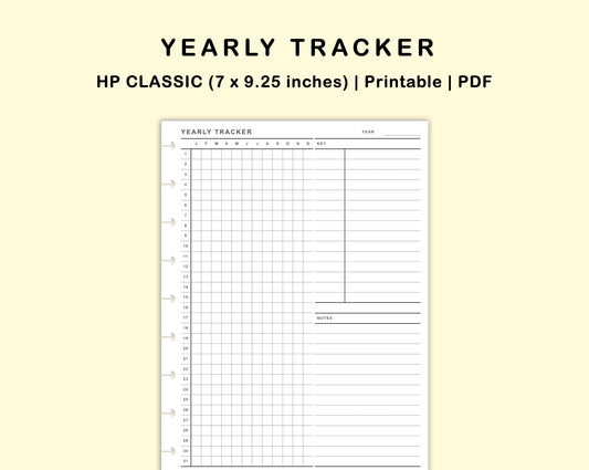 Classic HP Inserts - Yearly Tracker