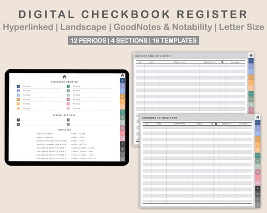 Digital Checkbook Register - Landscape - Spring