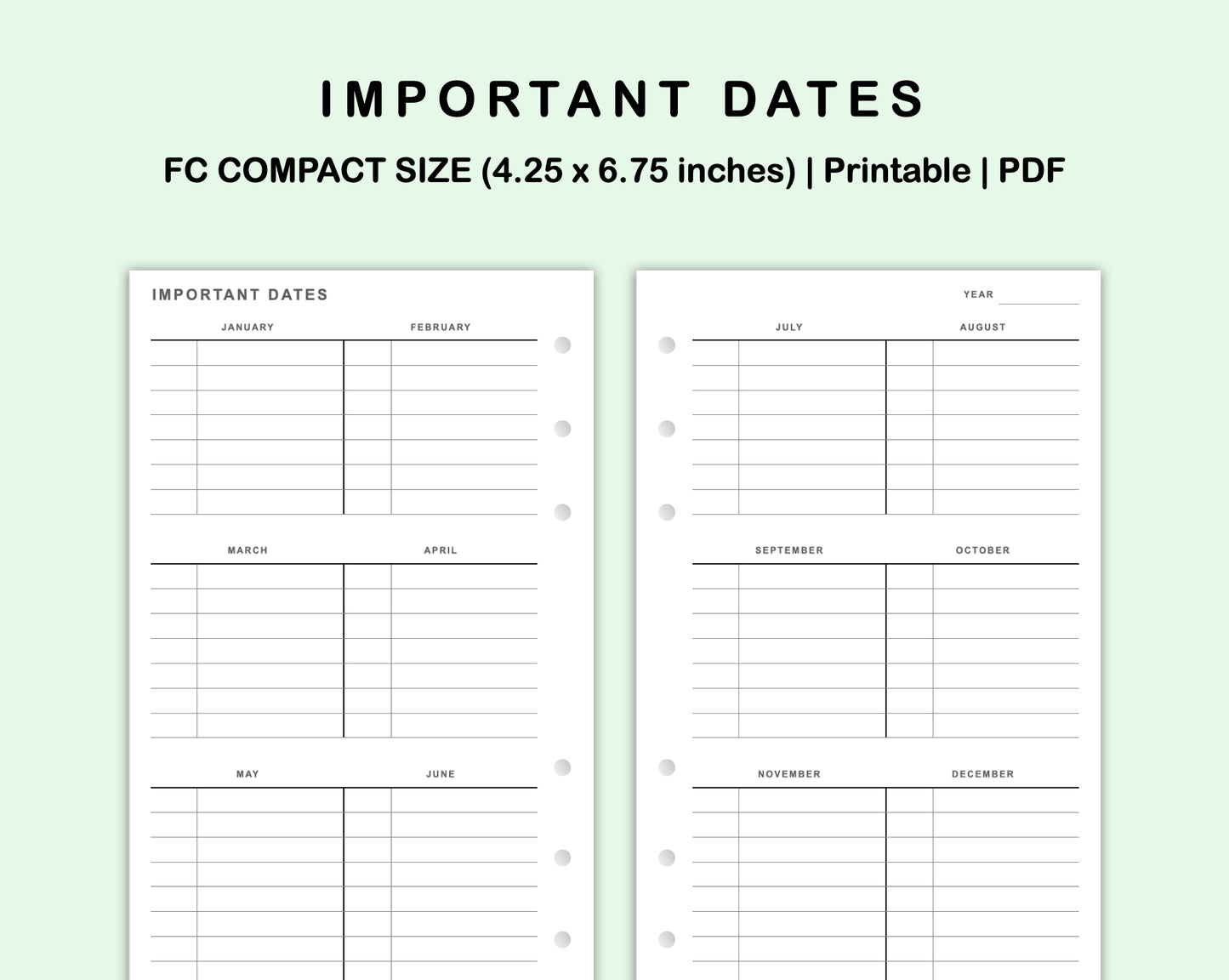 FC Compact Inserts - Important Dates