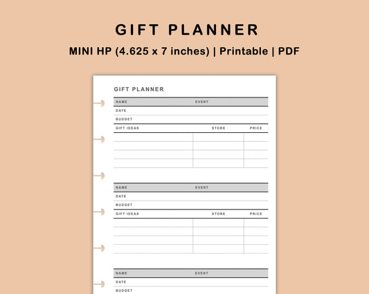 Mini Happy Planner Inserts - Gift Planner