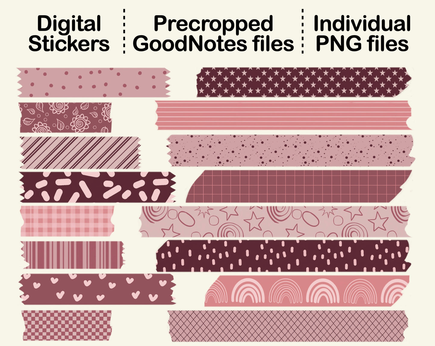 96 Digital Aesthetic Washi Tapes Sticker Bundle