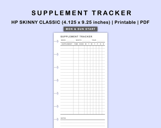 Skinny Classic HP Inserts - Supplement Tracker