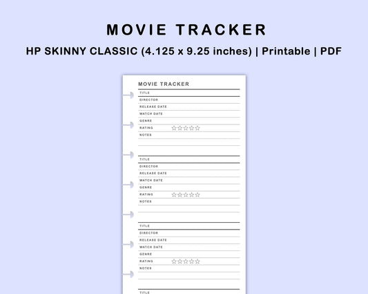 Skinny Classic HP Inserts - Movie Tracker