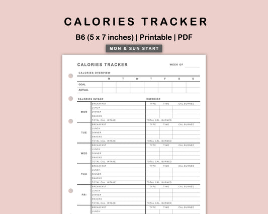 B6 Inserts - Calories Tracker