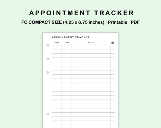 FC Compact Inserts - Appointment Tracker