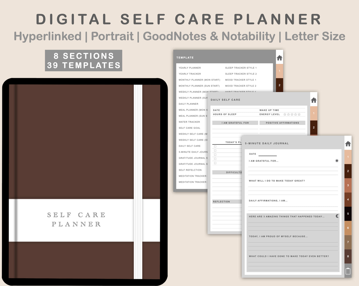 Digital Self Care Planner - Brown