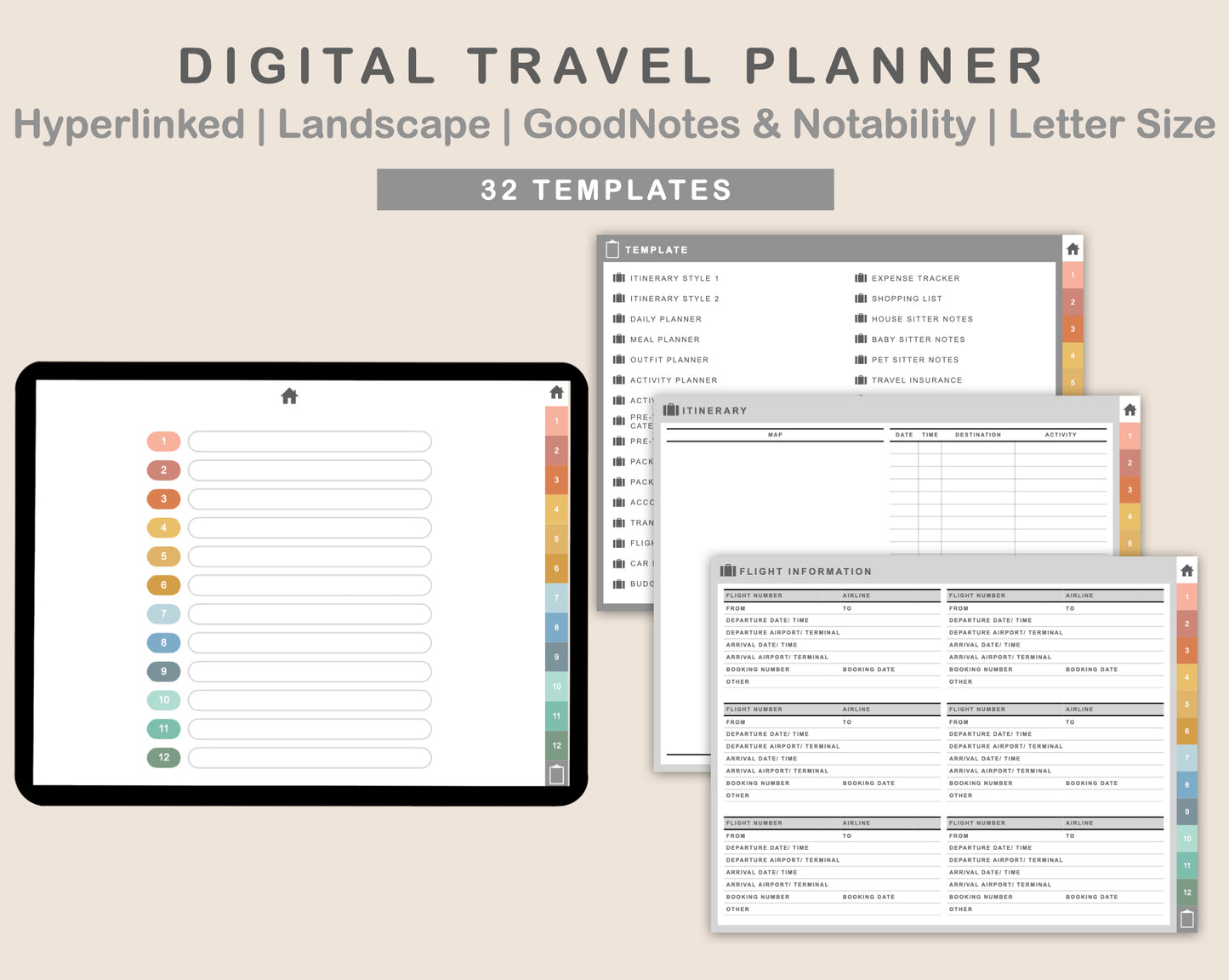 Digital Travel Planner - Landscape - Soft Boho