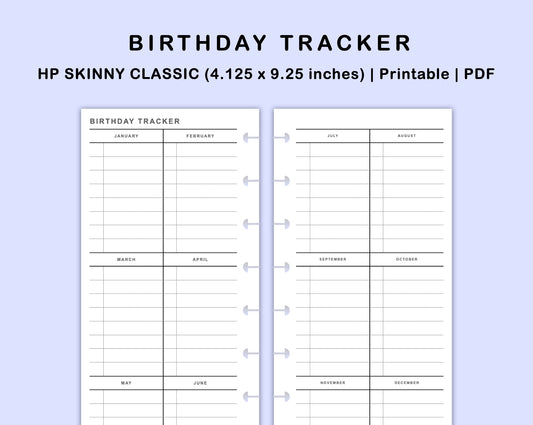 Skinny Classic HP Inserts - Birthday Tracker