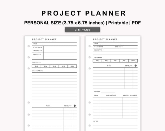 Personal Inserts - Project Planner