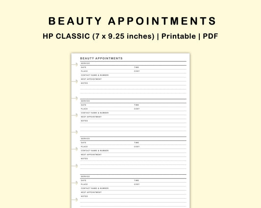 Classic HP Inserts - Beauty Appointments