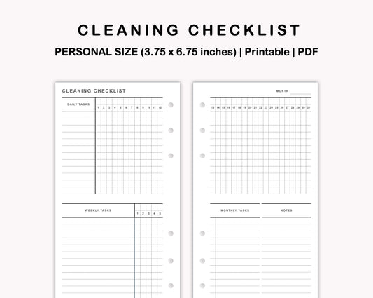 Personal Inserts - Cleaning Checklist