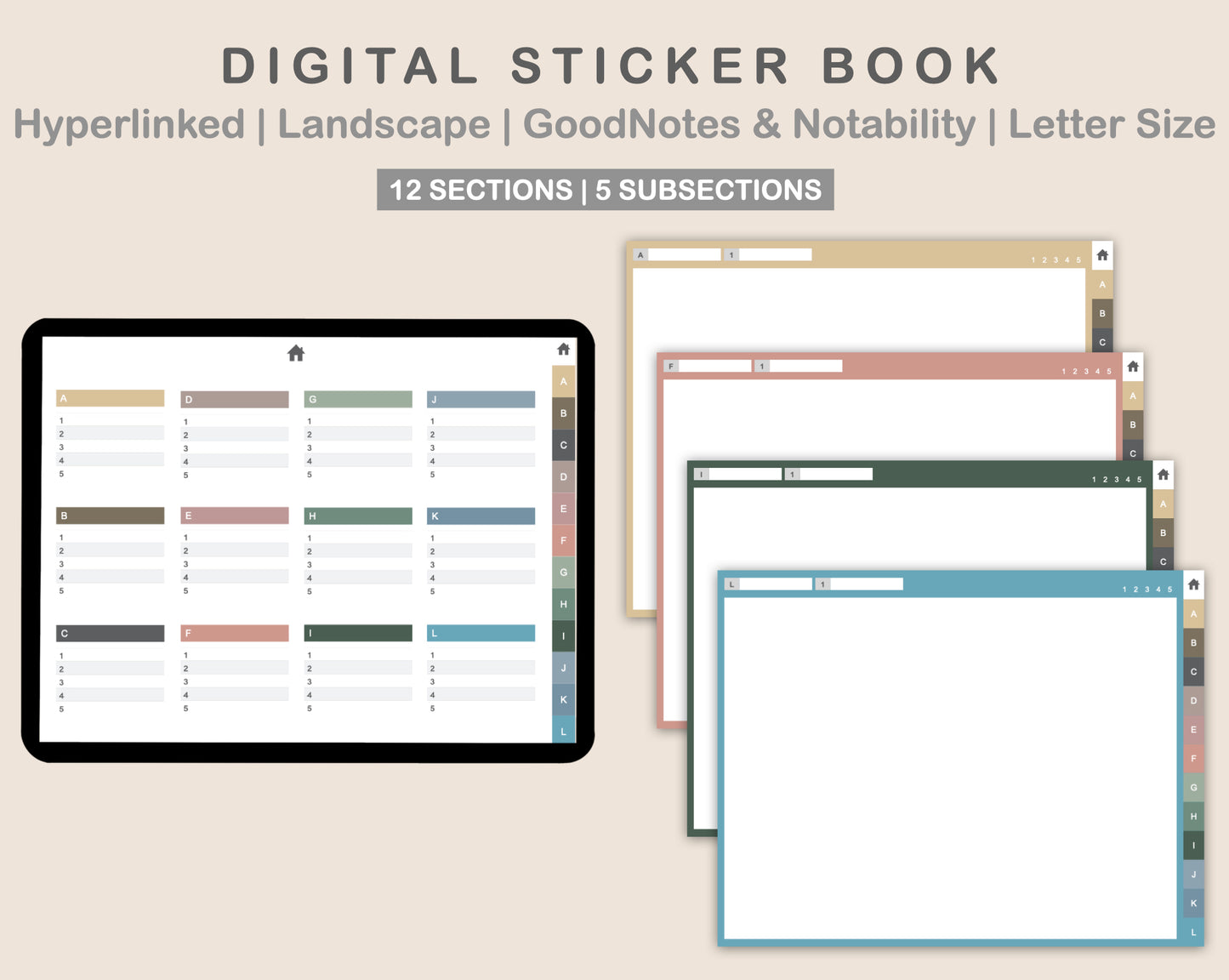 Digital Sticker Book - Landscape - Muted