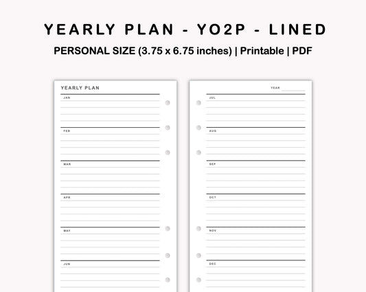 Personal Inserts - Yearly Plan - YO2P - Lined