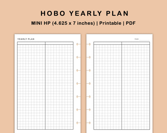 Mini Happy Planner Inserts - Yearly Plan - Hobonichi