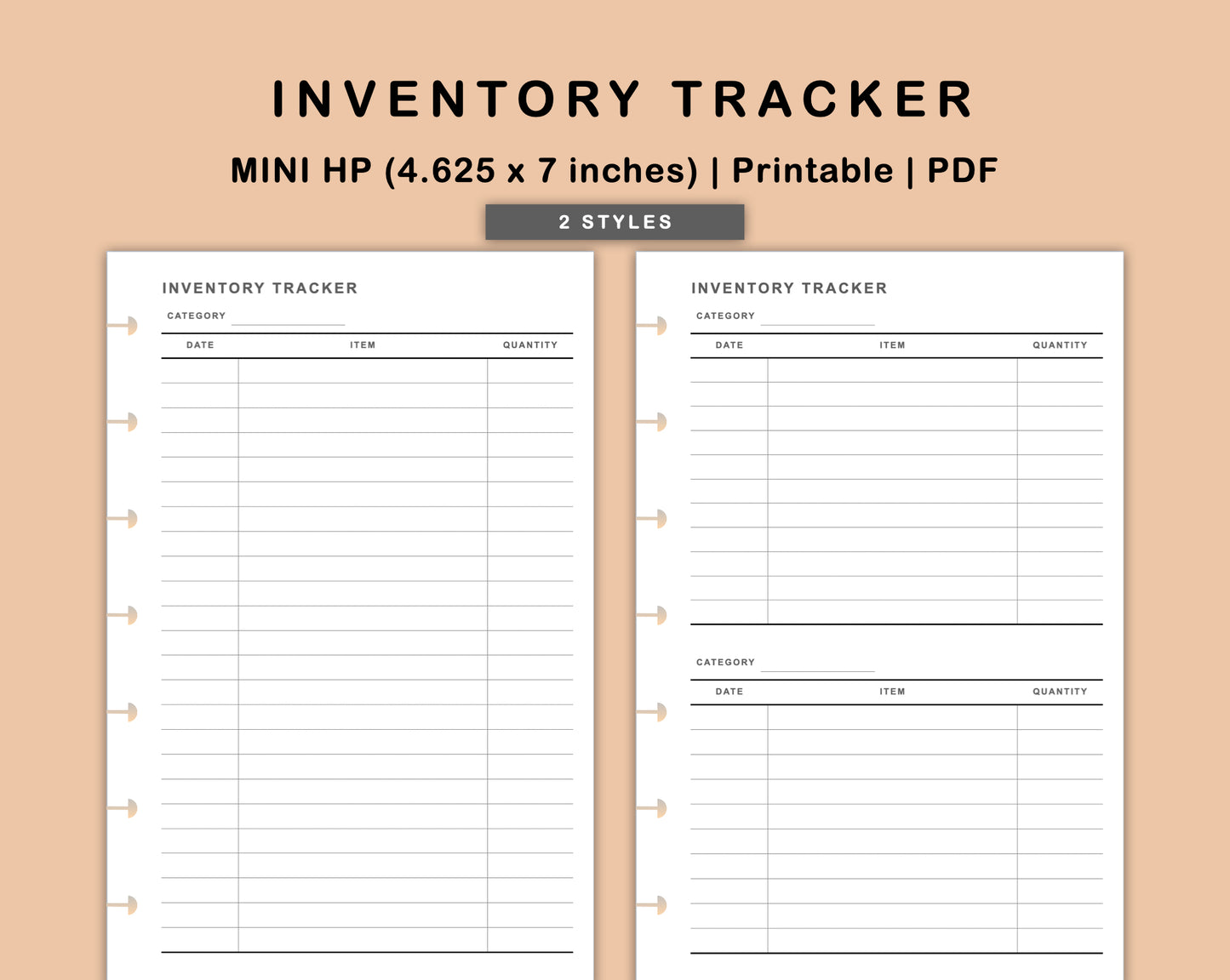 Mini Happy Planner Inserts - Inventory Tracker