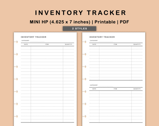 Mini Happy Planner Inserts - Inventory Tracker