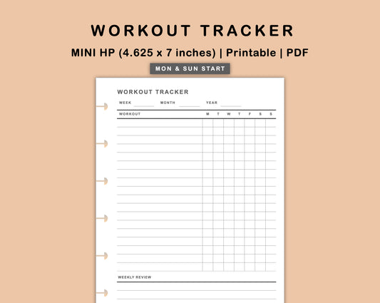 Mini Happy Planner Inserts - Workout Tracker