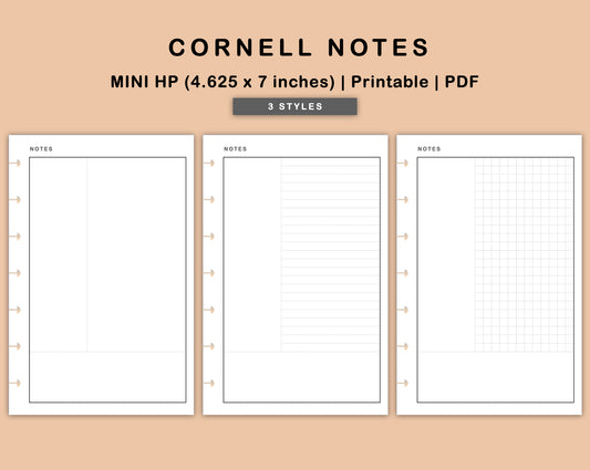 Mini Happy Planner Inserts - Cornell Notes