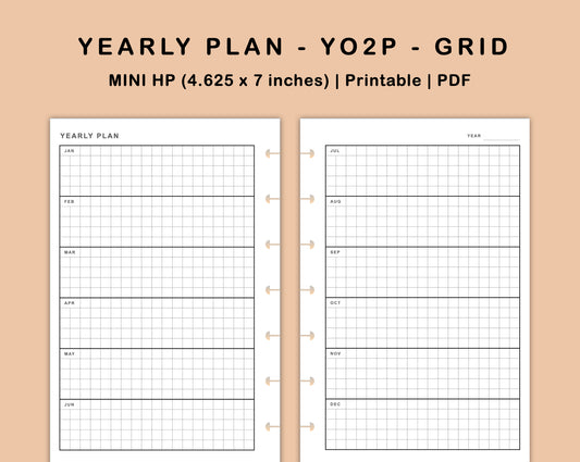 Mini Happy Planner Inserts - Yearly Plan - YO2P - Grid