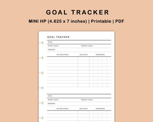 Mini Happy Planner Inserts - Goal Tracker