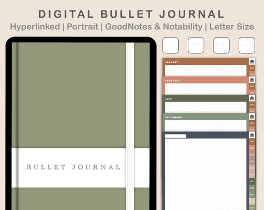 Digital Bullet Journal - 12 Months - Portrait - Neutral