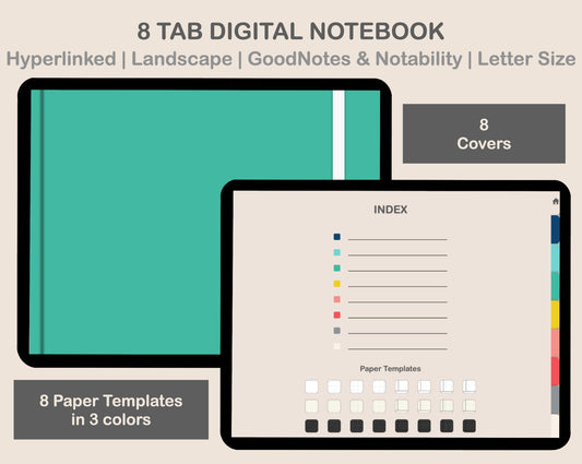 Digital Notebook 8 Tab - Landscape - Colorful