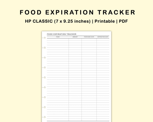 Classic HP Inserts - Food Expiration Tracker