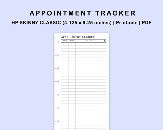 Skinny Classic HP Inserts - Appointment Tracker